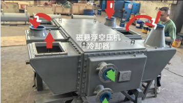 一股水三路气，三合一，三胞胎！目前全世界离心空压机最紧凑结构冷却器，同等功率下，体积最小，占地面积最少！ 湖北浩林建设热能设备有限公司设计制造[拳头]